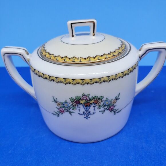 Noritake "M" Modjeska Creamer And Sugar Bowl With Matching Lid VGC c. 1920-1930s - Picture 4 of 16